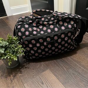 Floral Patterned Black Duffel Bag